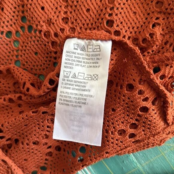 Susan Graver Button Front Rust Lace Sweater Long Sleeves sz XXS Cardigan - Picture 4 of 6